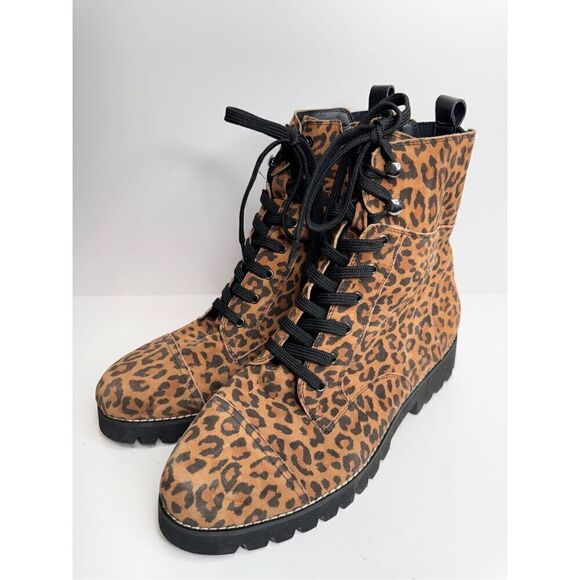 Donald Pliner Boots Size 7 Leather Animal Print Classic Hiker Design Suede NEW - Picture 5 of 10